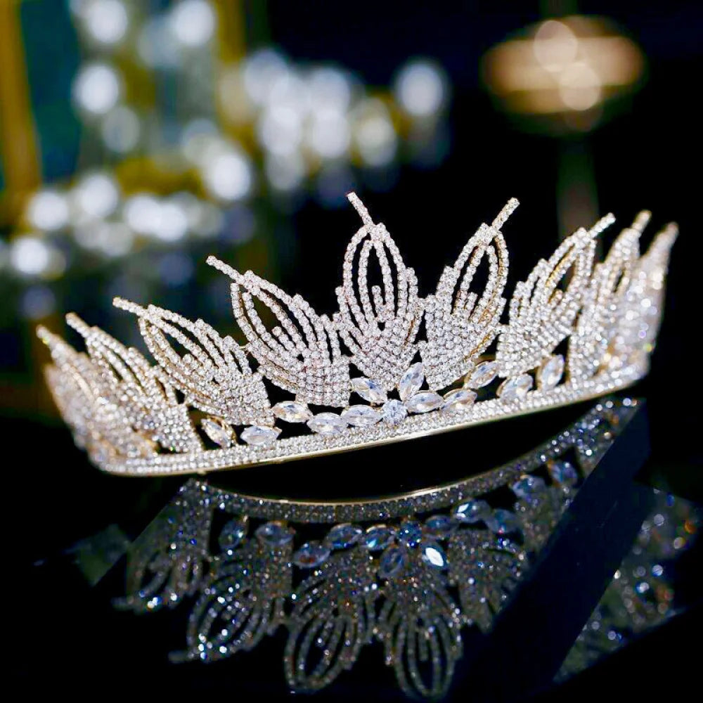 Elaine Cubic Zirconia Tiara For Weddings - Silver And Gold Options