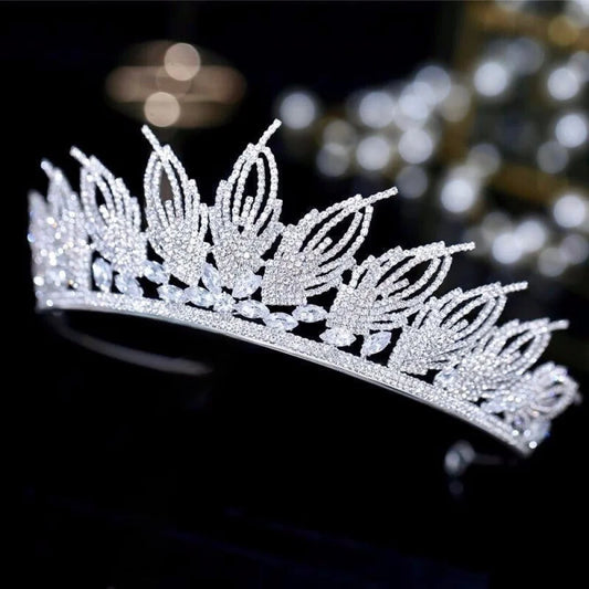 Elaine Cubic Zirconia Tiara For Weddings - Silver And Gold Options