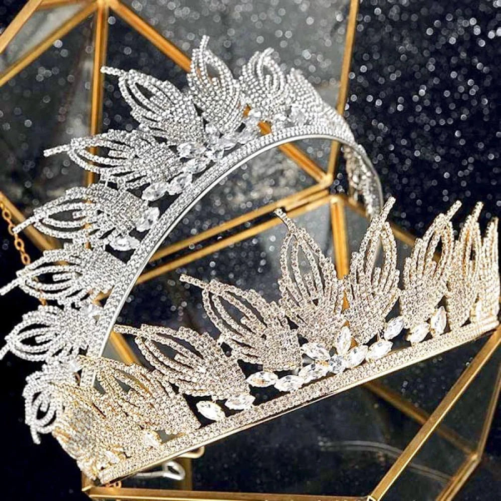 Elaine Cubic Zirconia Tiara For Weddings - Silver And Gold Options