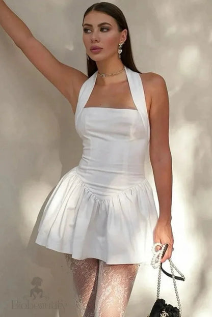 Elegant Backless Strapless Pleated Mini Dress