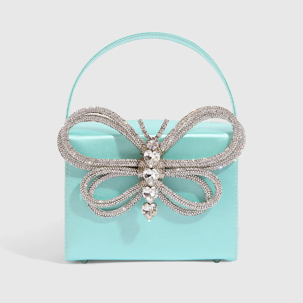 Blue Rhinestone Butterfly Clutch Bag One Size /