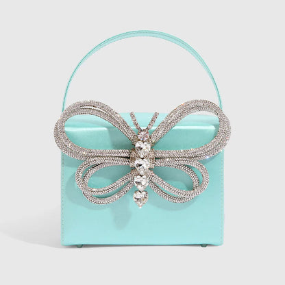 Blue Rhinestone Butterfly Clutch Bag One Size /