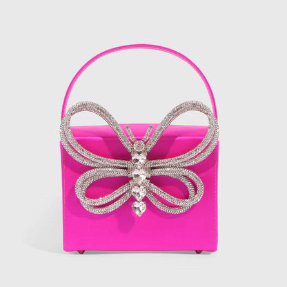 Butterfly Rhinestone Clutch Bag In Pink One Size /