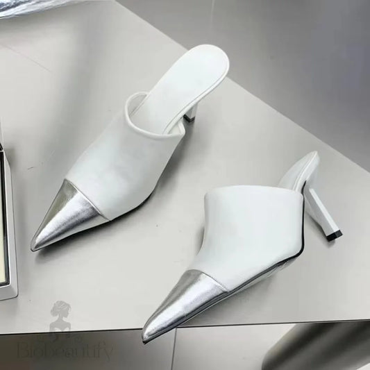 Elegant Chic Modern Minimalist Timeless Sleek Versatile White High Heels / 39