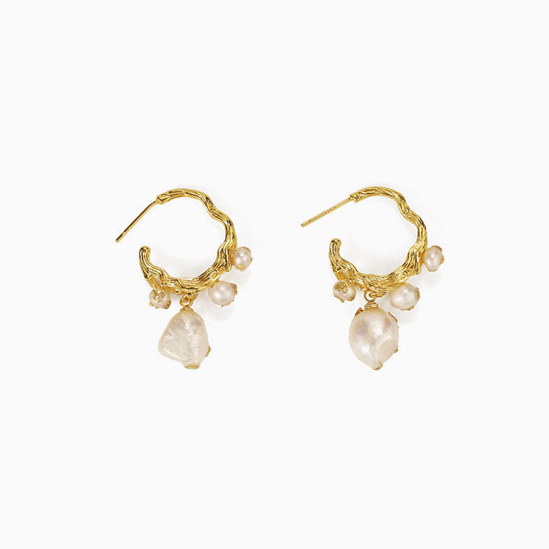 Gold Plated Pearl Beaded Stud Earrings One Size /