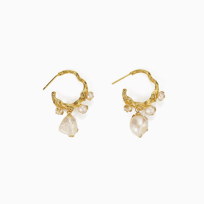 Gold Plated Pearl Beaded Stud Earrings One Size /