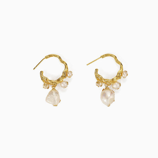 Gold Plated Pearl Beaded Stud Earrings One Size /