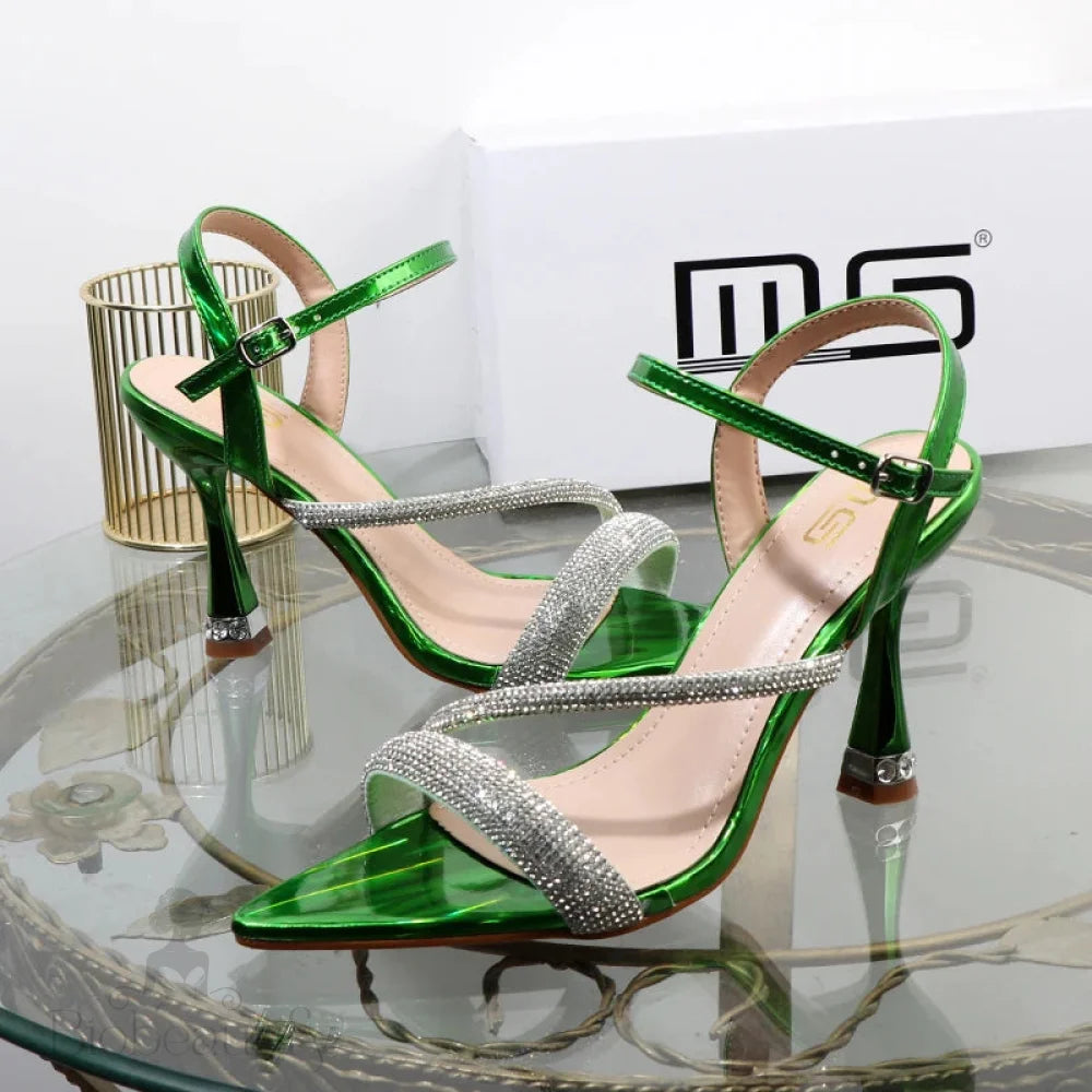 Elegant Green High Heel Shoes For Summer New Luxury Design