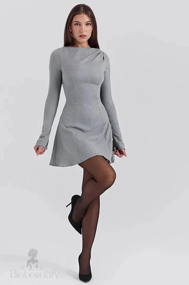 Elegant Long Sleeve A-Line Mini Dress