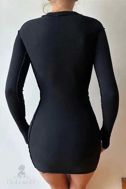 Elegant Long Sleeve Bodycon Mini Dress