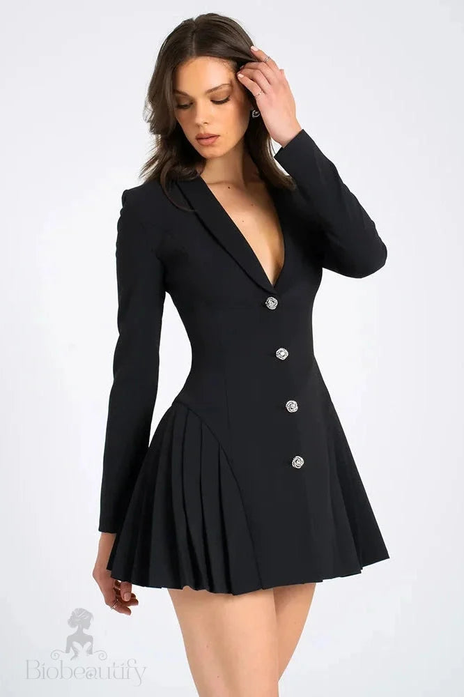 Elegant Long Sleeve Slim Mini Dress