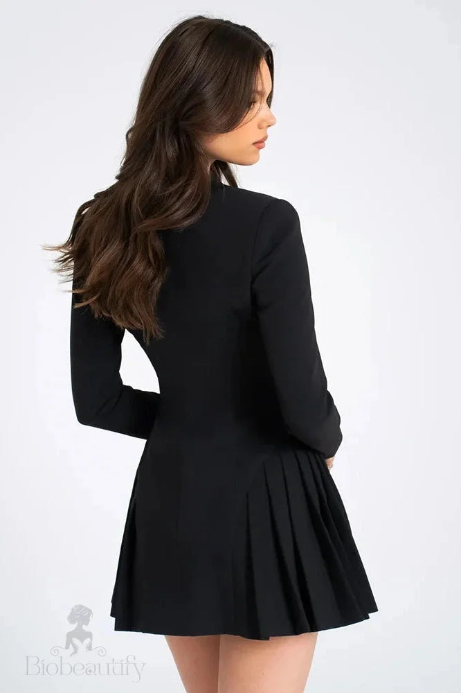 Elegant Long Sleeve Slim Mini Dress