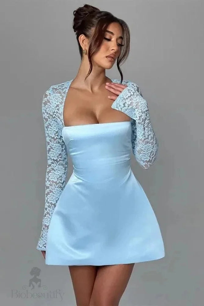 Elegant Long Sleeve Strapless Backless Mini Dress