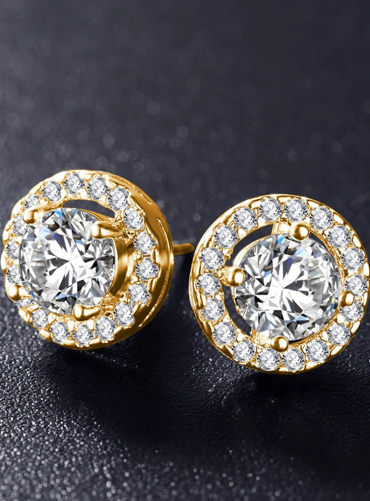 Elegant Silver Wedding Stud Earrings Gold