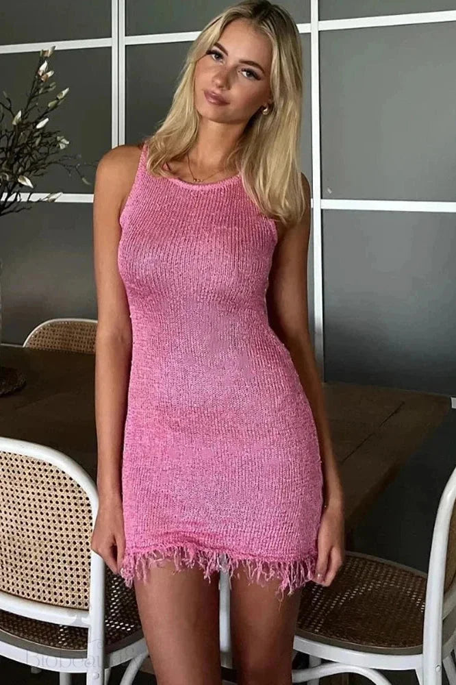 Elegant Sleeveless Mini Dress With See-Through Detail