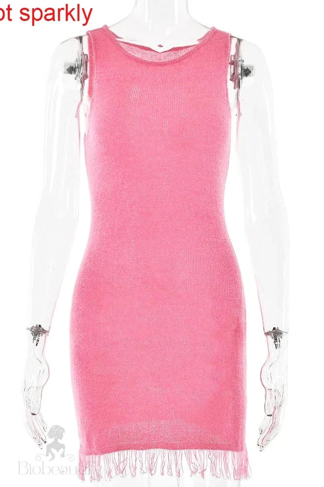 Elegant Sleeveless Mini Dress With See-Through Detail