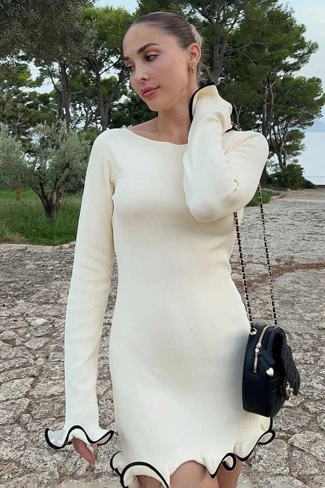 Elegant Slim Fit Long Sleeve Mini Dress