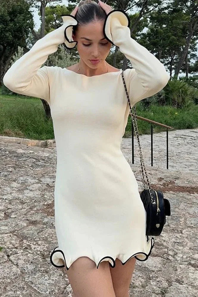 Elegant Slim Fit Long Sleeve Mini Dress