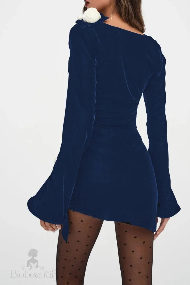 Elegant Slim Fit Mini Dress With Long Sleeves