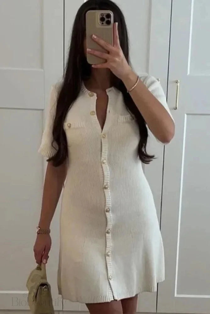 Elegant Slim Fit Short Sleeve Mini Dress