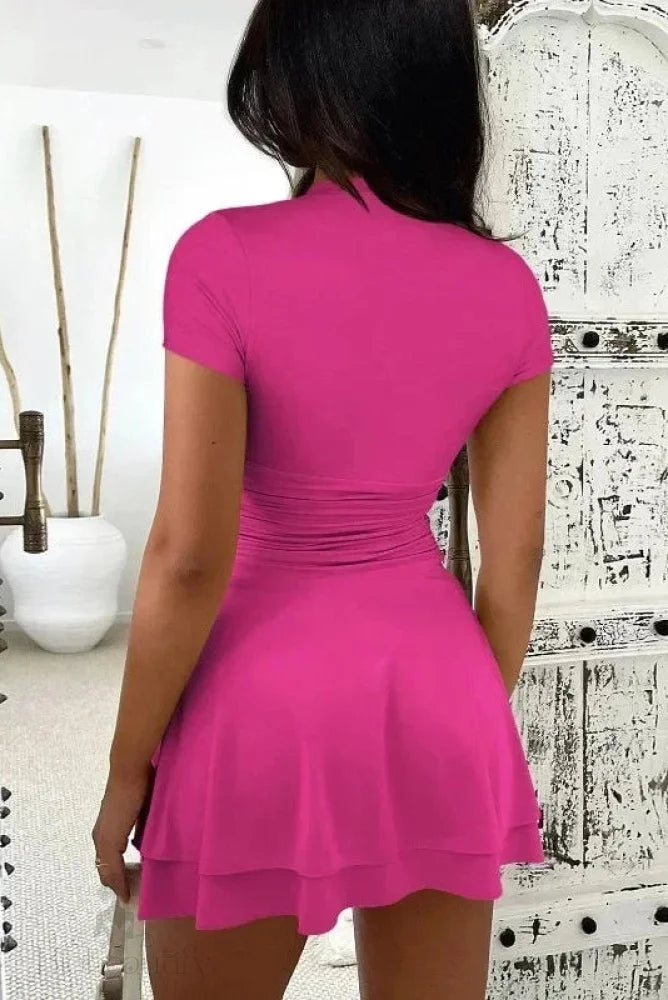 Elegant Slim Fit Short Sleeve Mini Dress