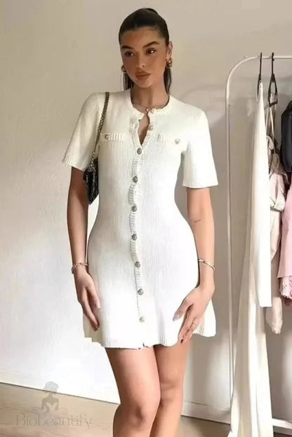 Elegant Slim Fit Short Sleeve Mini Dress