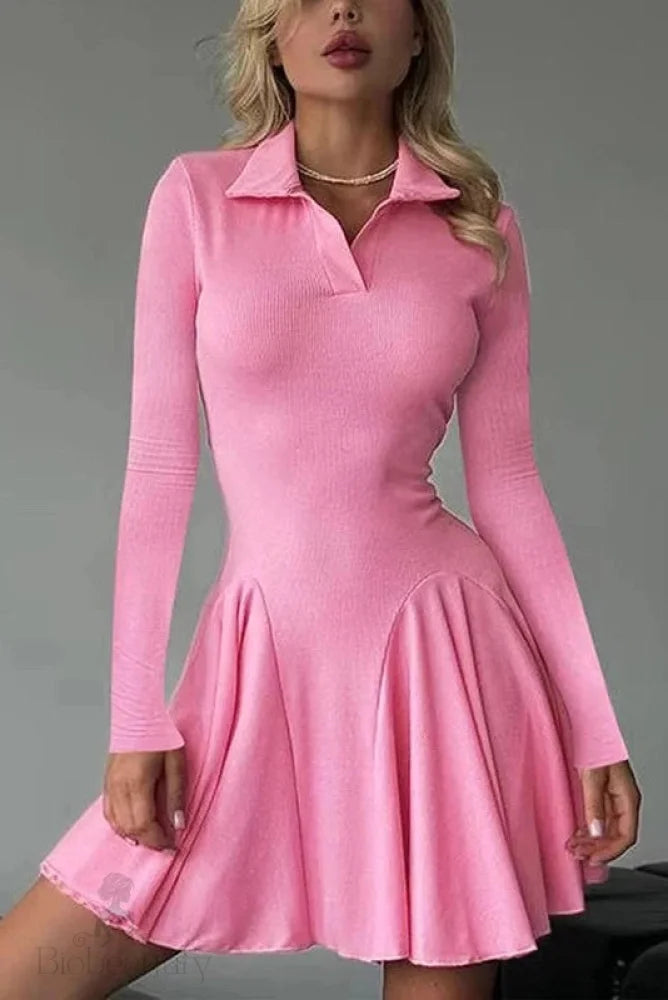 Elegant Slim Long Sleeve Mini Dress