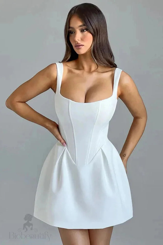 Elegant Square Neck Mini Dress