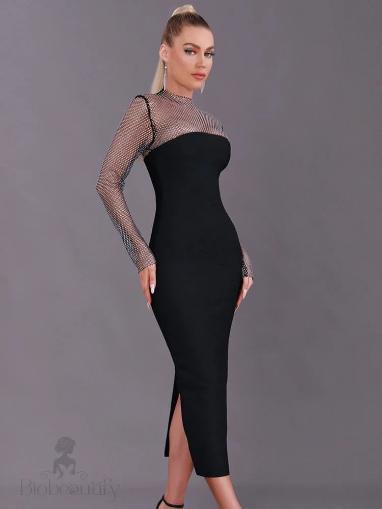 Elena Rhinestone Bandage Dress