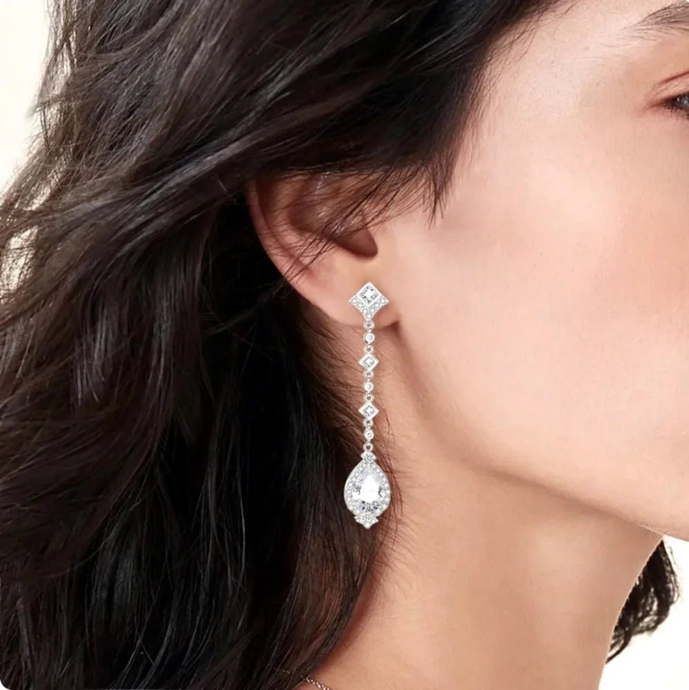 Elicia Cubic Zirconia Wedding Earrings - Available In Multiple Colors