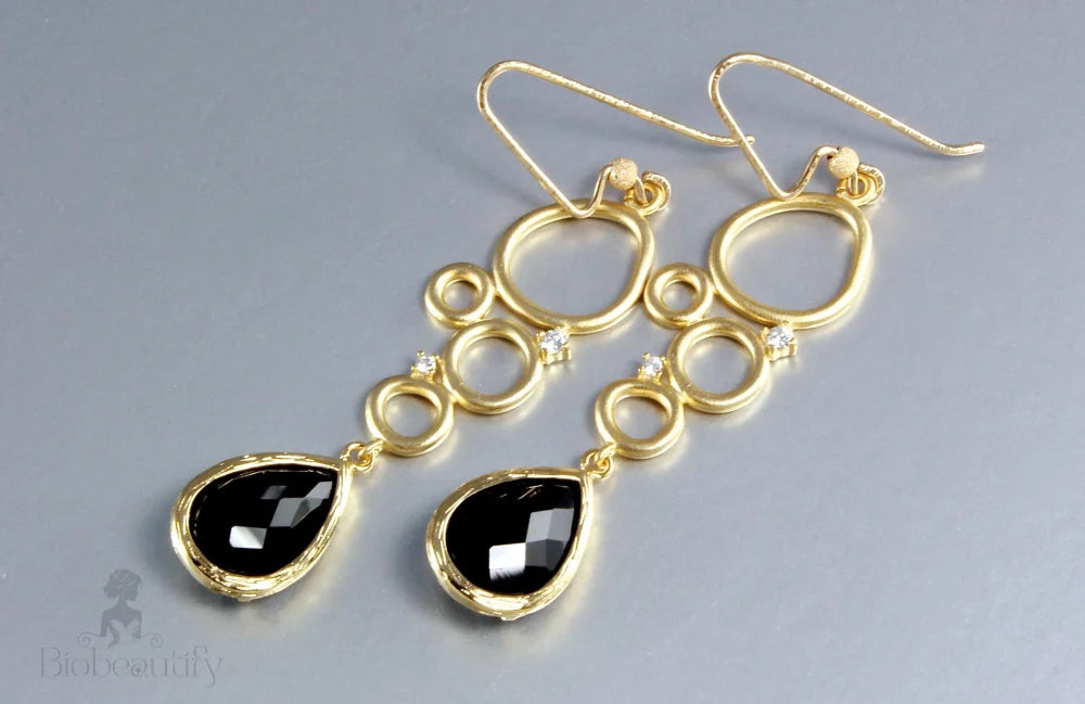 Ella - Black Onyx Drop Earrings