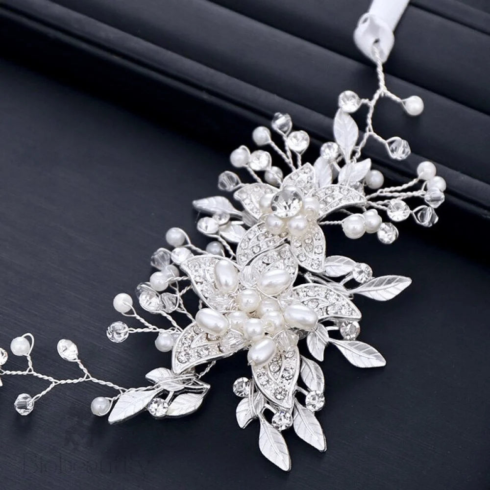 Ellysia Bridal Headband With Pearl And Crystal - Available In Silver Rose Gold Yellow