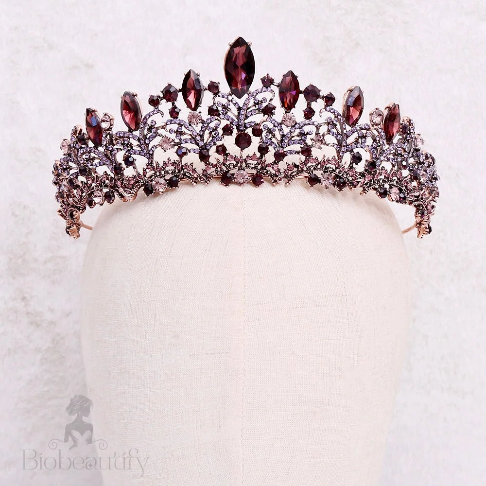 Elowen Victorian Gothic Burgundy Tiara