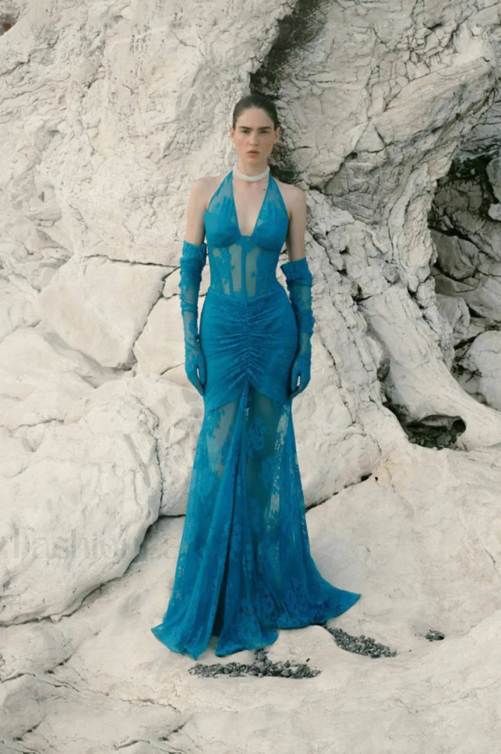 Elsa Halterneck Stylish See through Maxi Dress