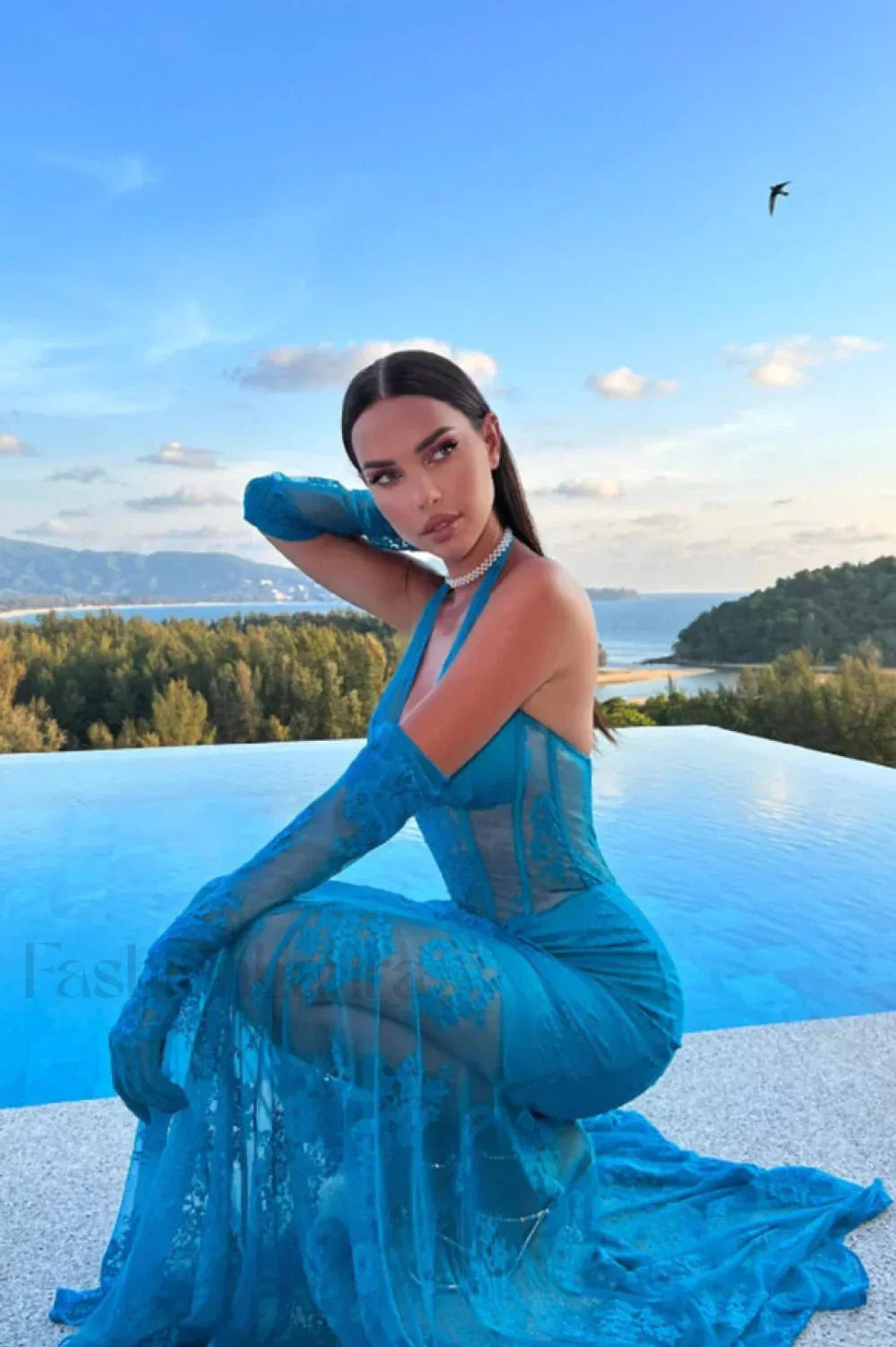 Elsa Halterneck Stylish See through Maxi Dress