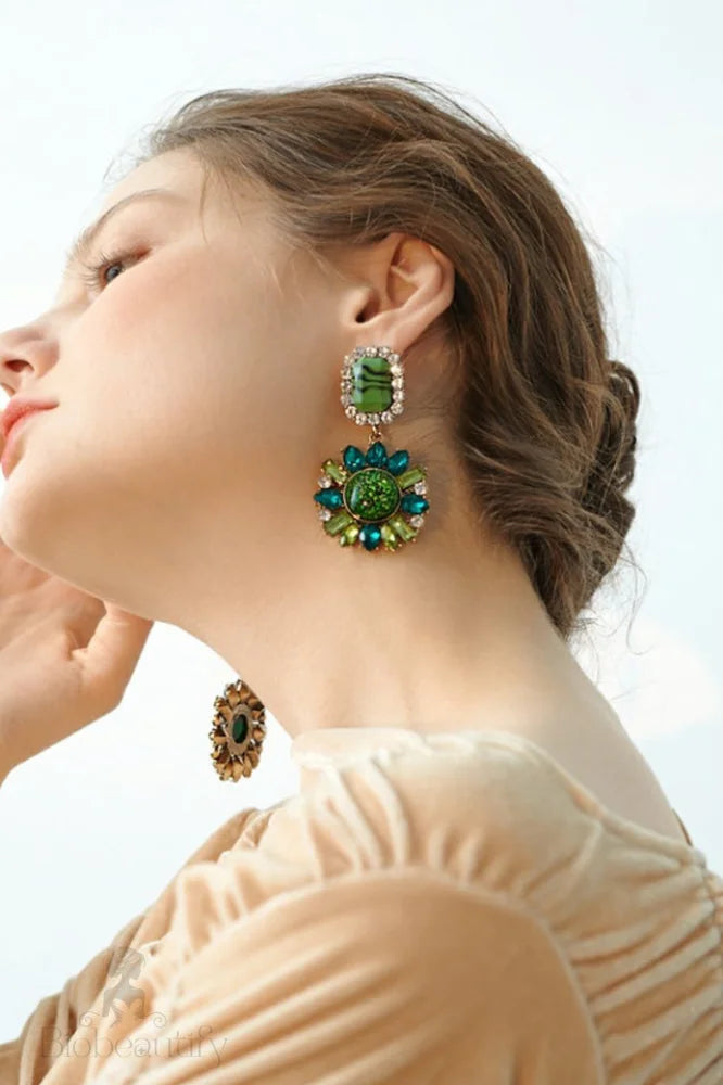 Emerald Gem Dangle Earrings