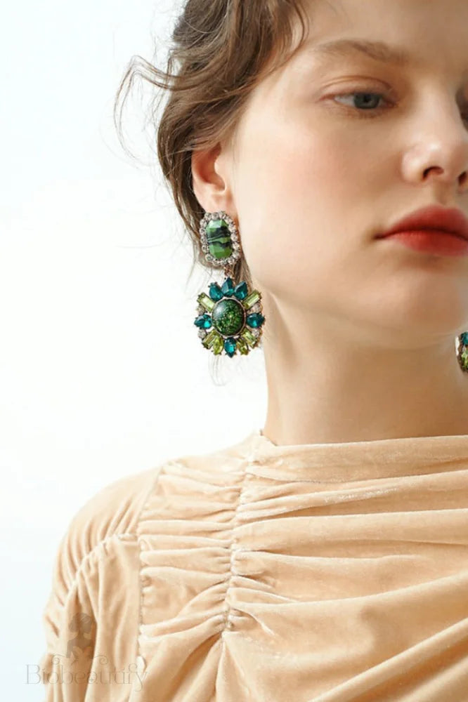 Emerald Gem Dangle Earrings