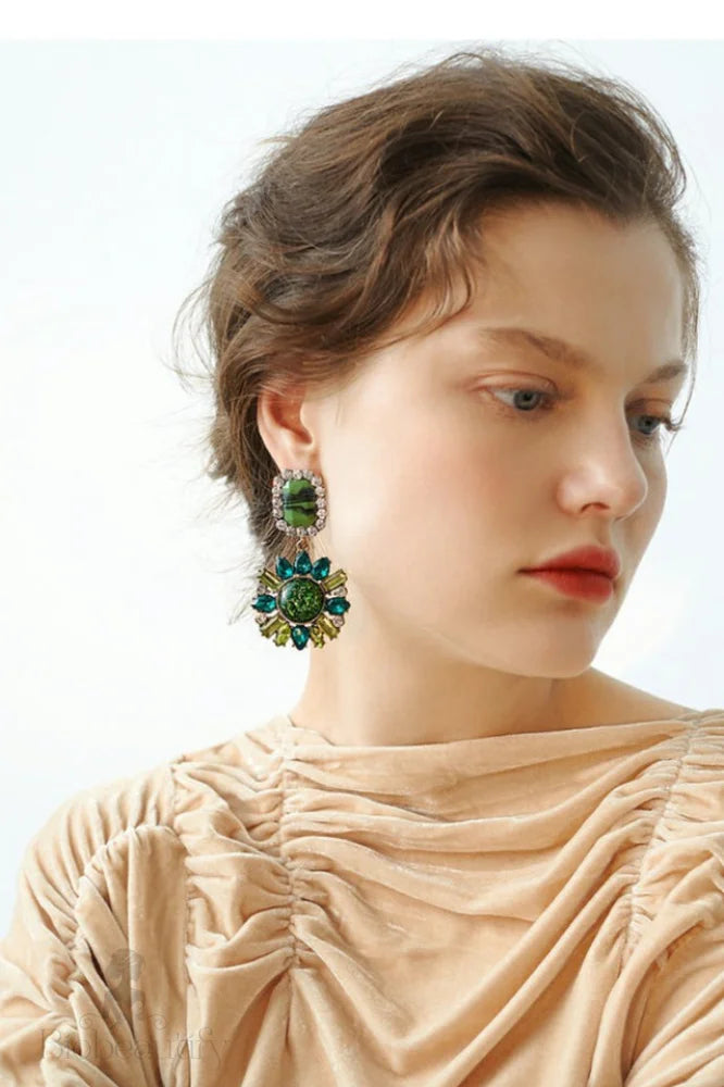 Emerald Gem Dangle Earrings