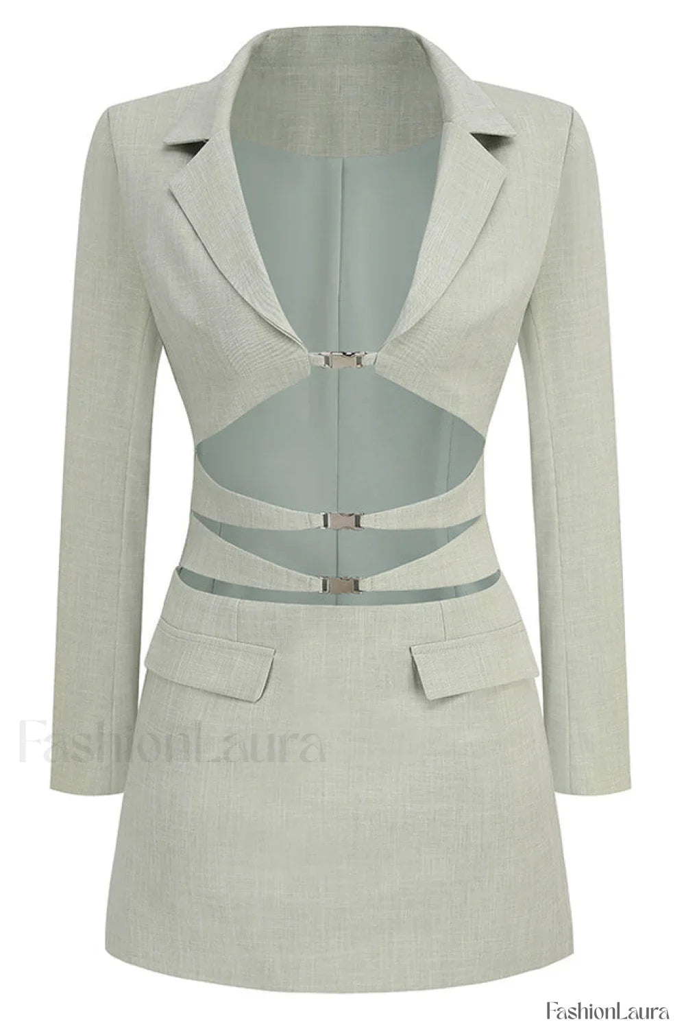 Emily Cut Stylish Out Blazer Dress S / Mint