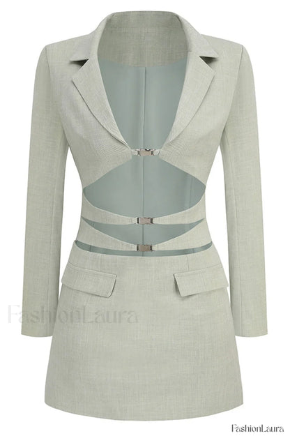 Emily Cut Stylish Out Blazer Dress S / Mint
