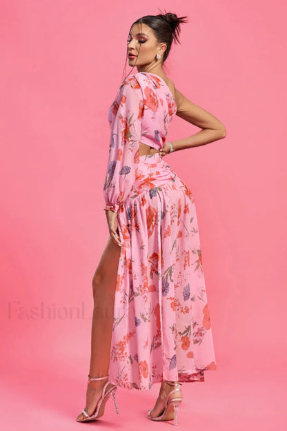 Emily Printed Stylish One Shoulder Dress