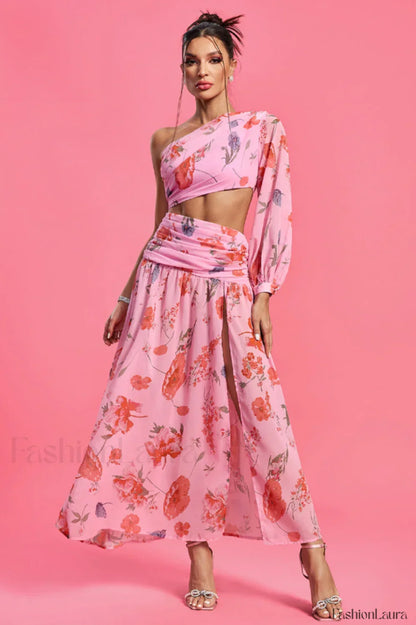 Emily Printed Stylish One Shoulder Dress