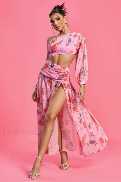 Emily Printed Stylish One Shoulder Dress