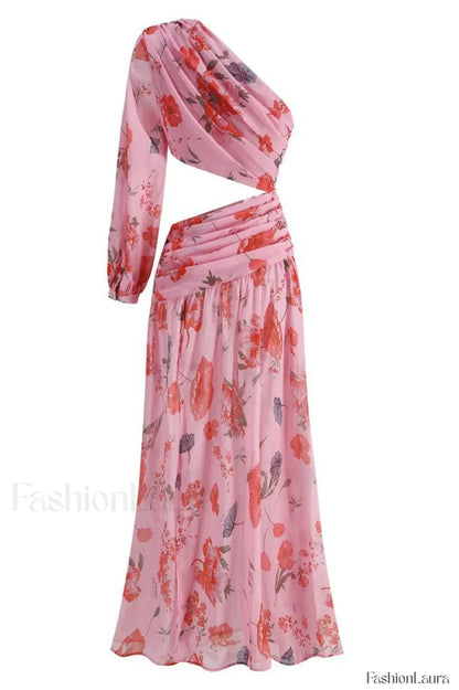 Emily Printed Stylish One Shoulder Dress