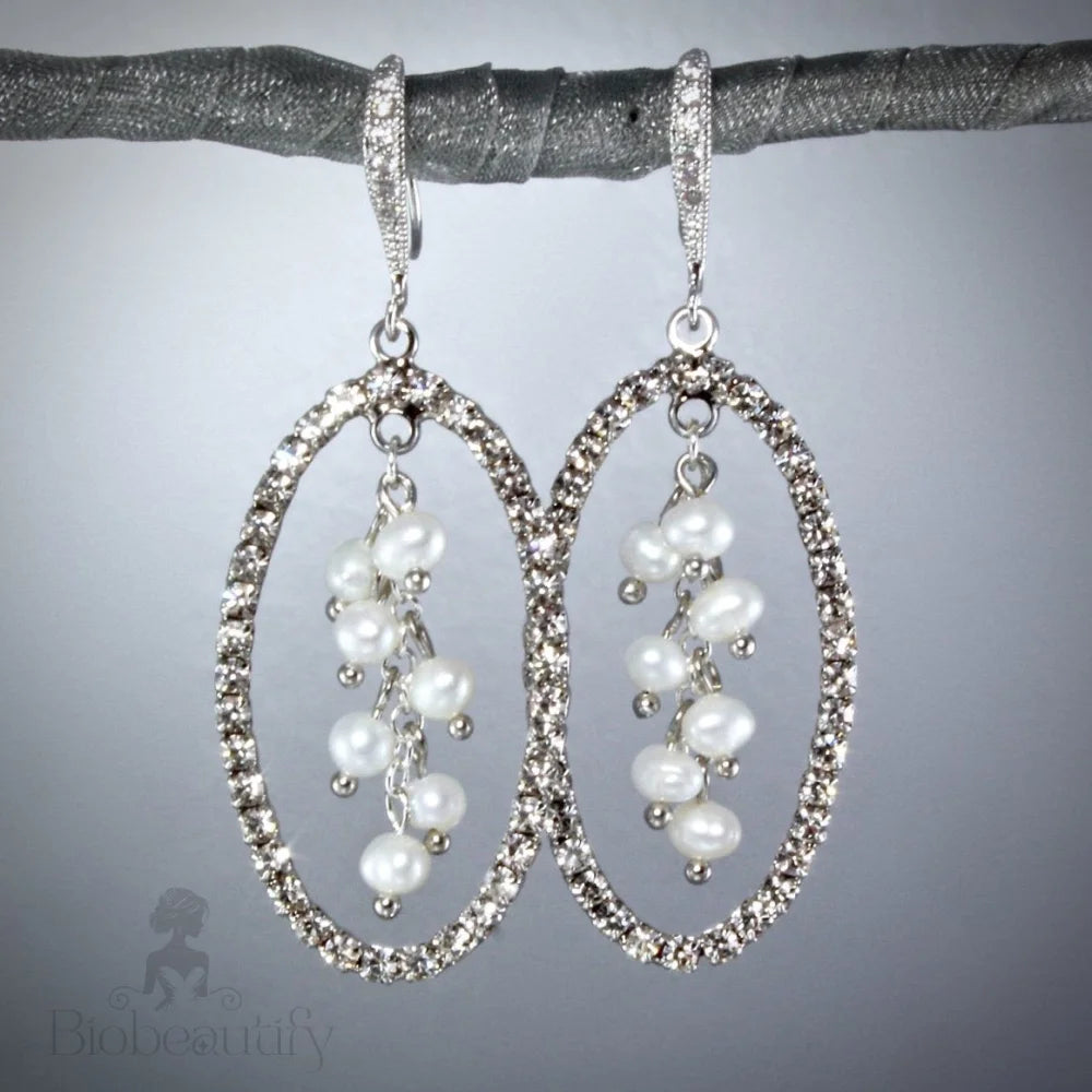 Emma Freshwater Pearl Pave Earrings For Brides