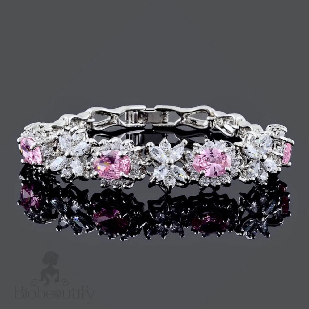 Ena Pink Cubic Zirconia Wedding Bracelet