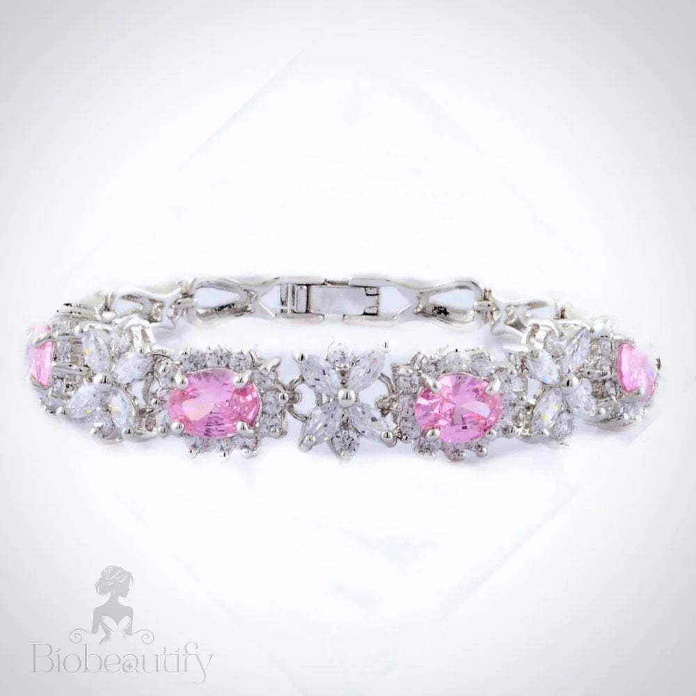 Ena Pink Cubic Zirconia Wedding Bracelet