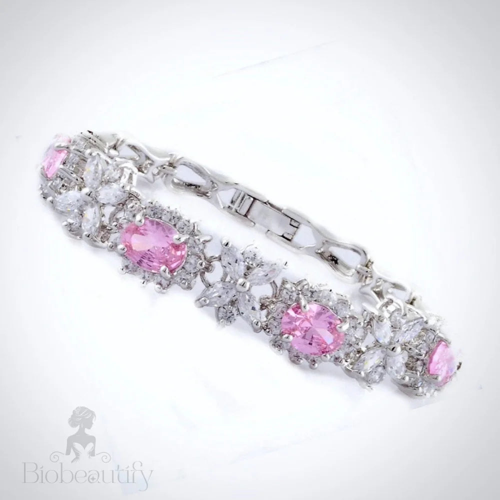 Ena Pink Cubic Zirconia Wedding Bracelet