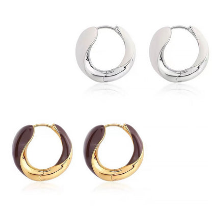 Two Tone Hinged Hoop Earrings In Luxury Metallic Enamel