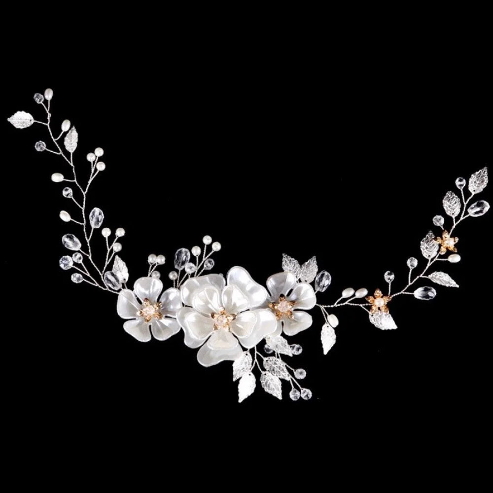 Enola Floral Headband Hair Vine In Silver And Gold